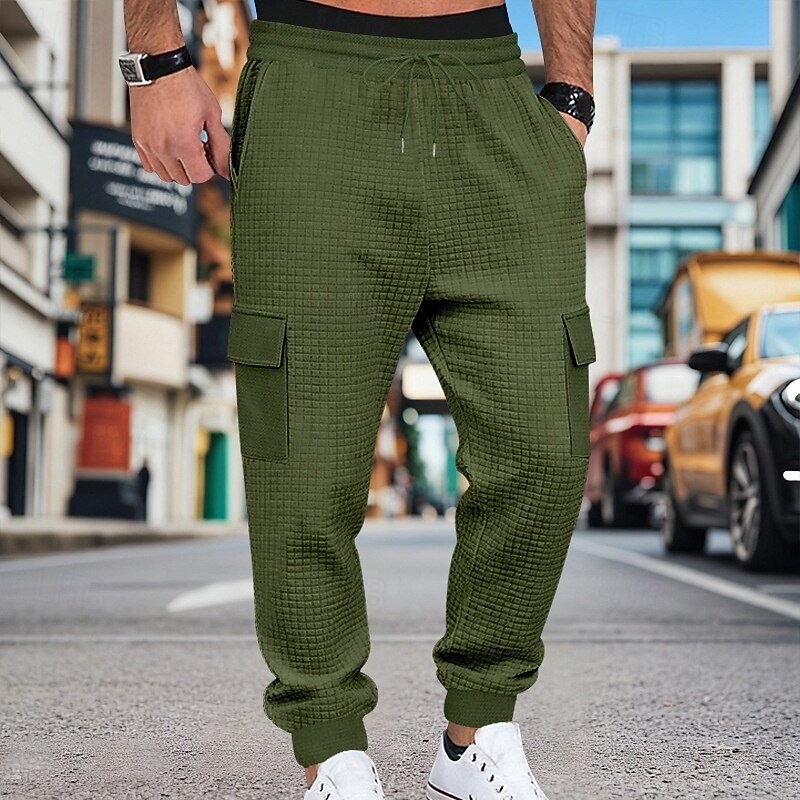 Bărbați Pantaloni de sport cargo Pantaloni Sport Joggeri Pantaloni Pantaloni Waffle Cordon Buzunar Talie elastică Simplu Confort Απαλό Zilnic În aer liber Concediu Vacanță Modă Negru Verde Militar 2026 - $25.99 –P4