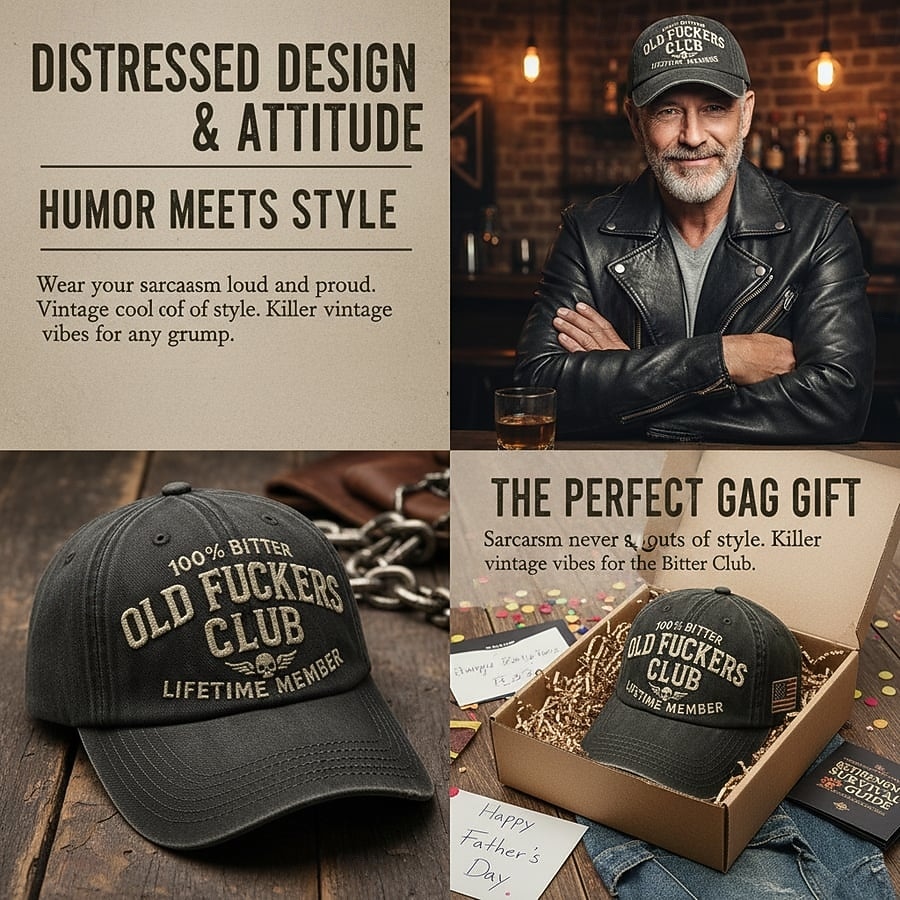 כובע בייסבול וינטג' של מועדון הזקנים, מתנה לאבא, כובע רטרו מתכוונן מצחיק לגברים ולנשים, בסגנון פטריוטי, נוח ללבוש יומיומי 2026 - $19.99 –P7