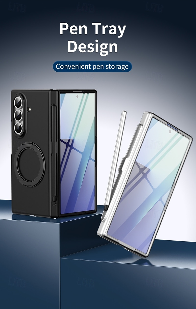 telefoon hoesje Voor Samsung Galaxy Z-vouw 7 Z-vouw 6 Z Fold 5 Z Fold 4 Z Fold 3 Flip cover met standaard en schermbeschermer Volledig lichaamsbeschermend Retro PC Metaal 2026 - $30.99 –P11