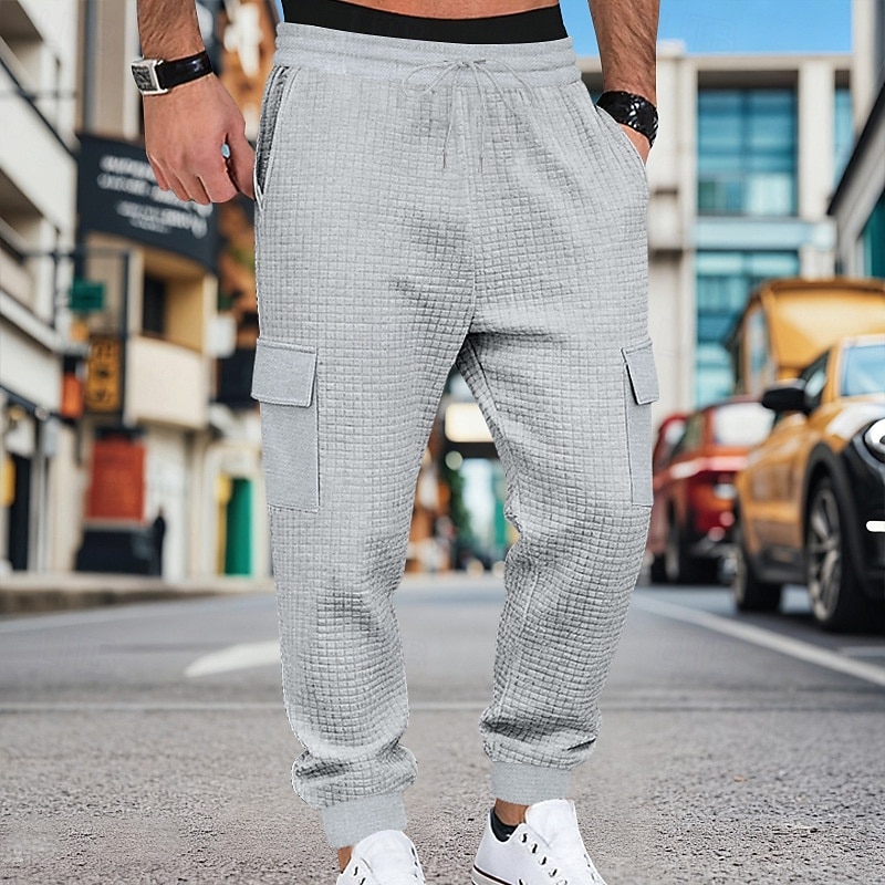 Bărbați Pantaloni de sport cargo Pantaloni Sport Joggeri Pantaloni Pantaloni Waffle Cordon Buzunar Talie elastică Simplu Confort Απαλό Zilnic În aer liber Concediu Vacanță Modă Negru Verde Militar 2026 - $25.99 –P23