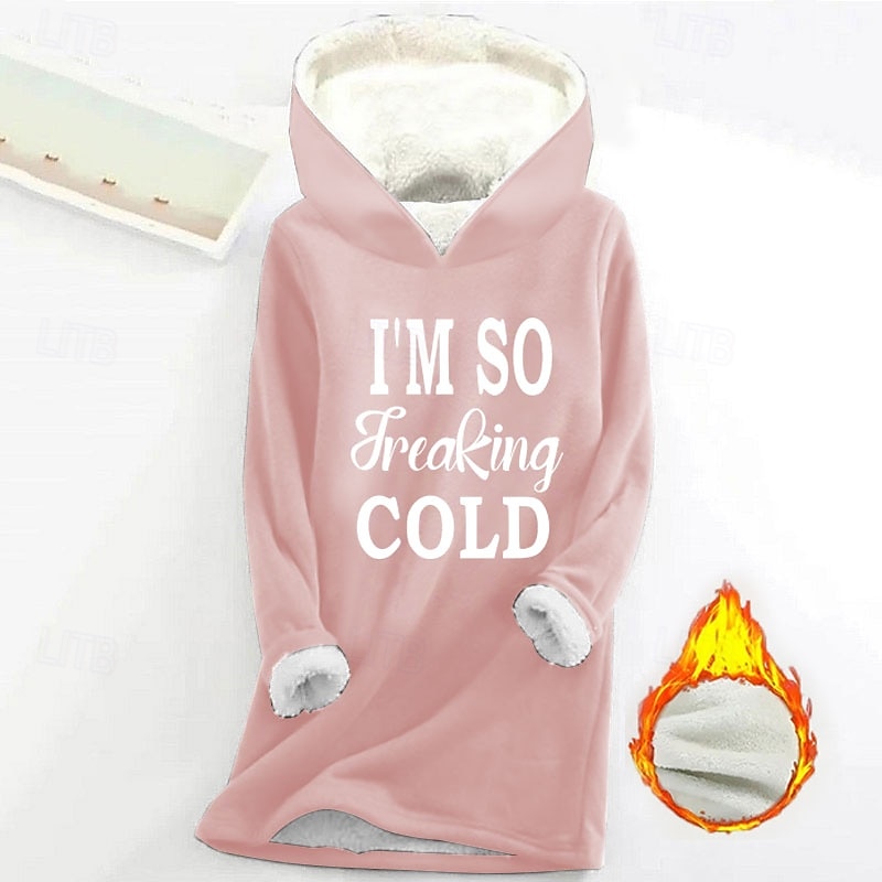 dame hettegenser sweatshirt pullover sherpa polyester letter fritidssportstrykk varm fuzzy comfrt hettegenser langermet topp mikroelastisk fall &amp; mykt, pustende vinterstoff 2025 - $28.99 –P8