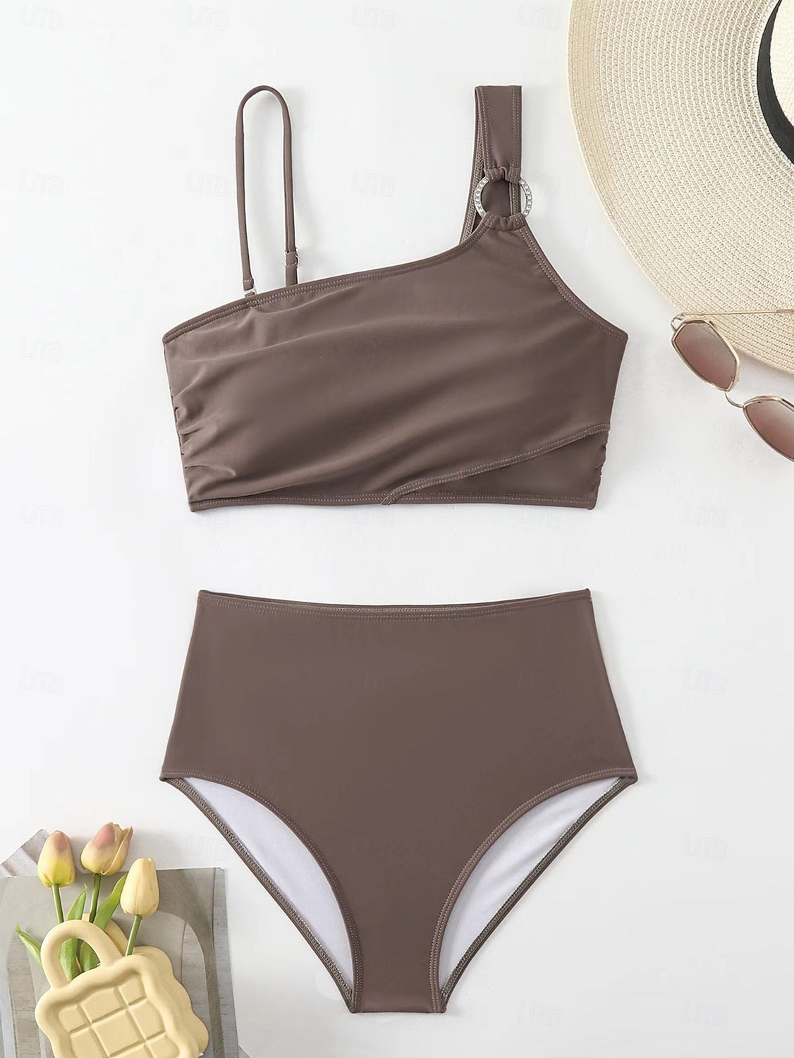 Damen Bikini 2-teiliges Badeanzug Frech Schlank Rückenfrei Urlaub Mode Einfarbiger Halterhals ärmellose Badeanzüge 2026 - $29.99 –P4