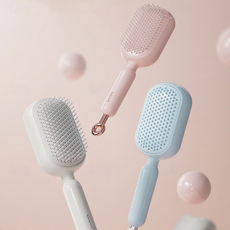 Peine de masaje con cojín retráctil, de diseño portátil para viajes. Cuenta con un anillo de tracción ergonómico, fácil de limpiar y masajeador con cojín de aire, ideal para desenredar cabello grueso 2026 - $16.99 –P4