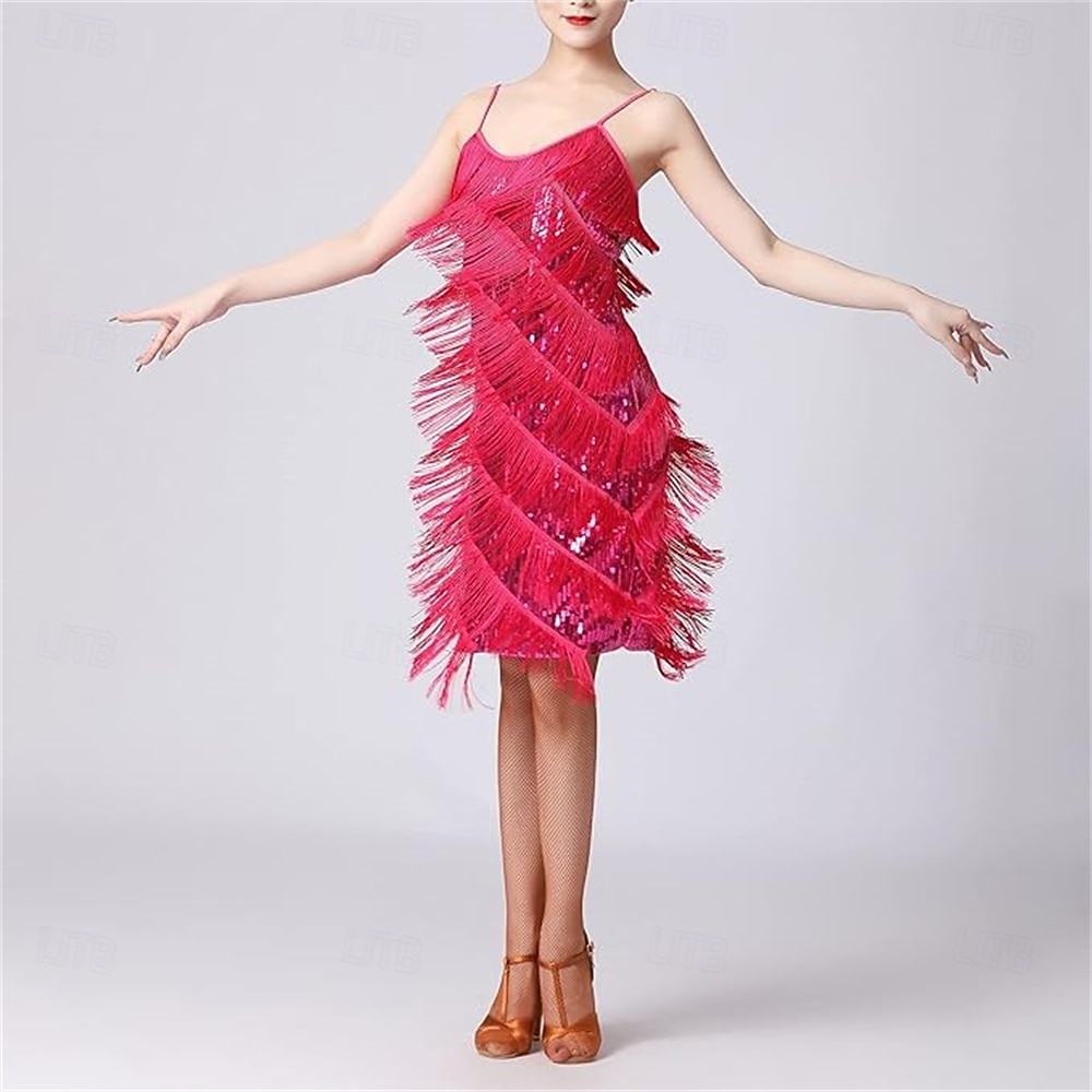 Samba Dancewear Ženské salsa latinské taneční šaty se třásněmi a flitry kostým pro ballroom tanec na karneval 2026 - $50.99 –P4