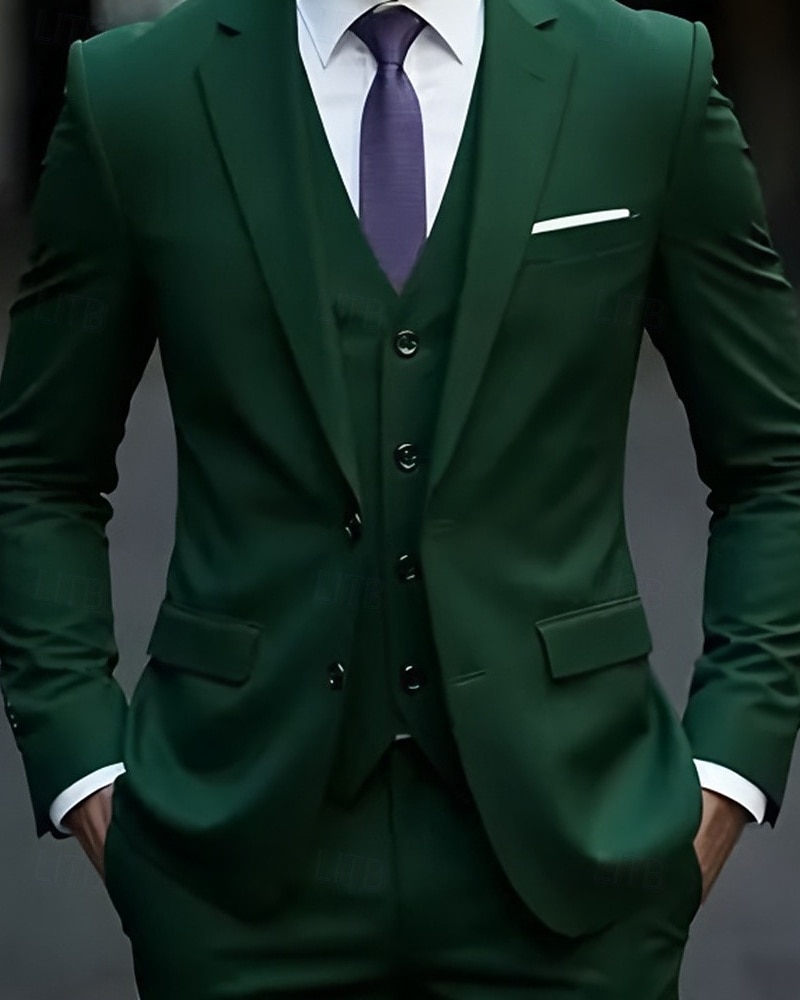 Ανδρικά Σακάκι+Γιλέκο+Παντελόνι Μπλέιζερ Στολές Επιχείρηση Κοκτέιλ Πάρτι Γαμήλιο Πάρτι 3 Κομμάτια Μοντέρνα Καθημερινό Άνοιξη Φθινόπωρο Πολυεστέρας Σκέτο Τσέπη Κουμπιά Άνετο Σταυρωτό Χρωματιστή ζακέτα 2026 - $106.99 –P10