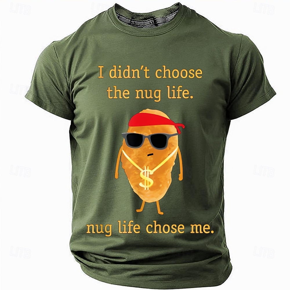 Camiseta engraçada "Nug Life", camiseta "Eu não escolhi a vida de nugget", camiseta com estampa de nugget de rapper descolado, presente com humor gastronômico para homens, camiseta paródia para de 2025 por $19.99 –P3
