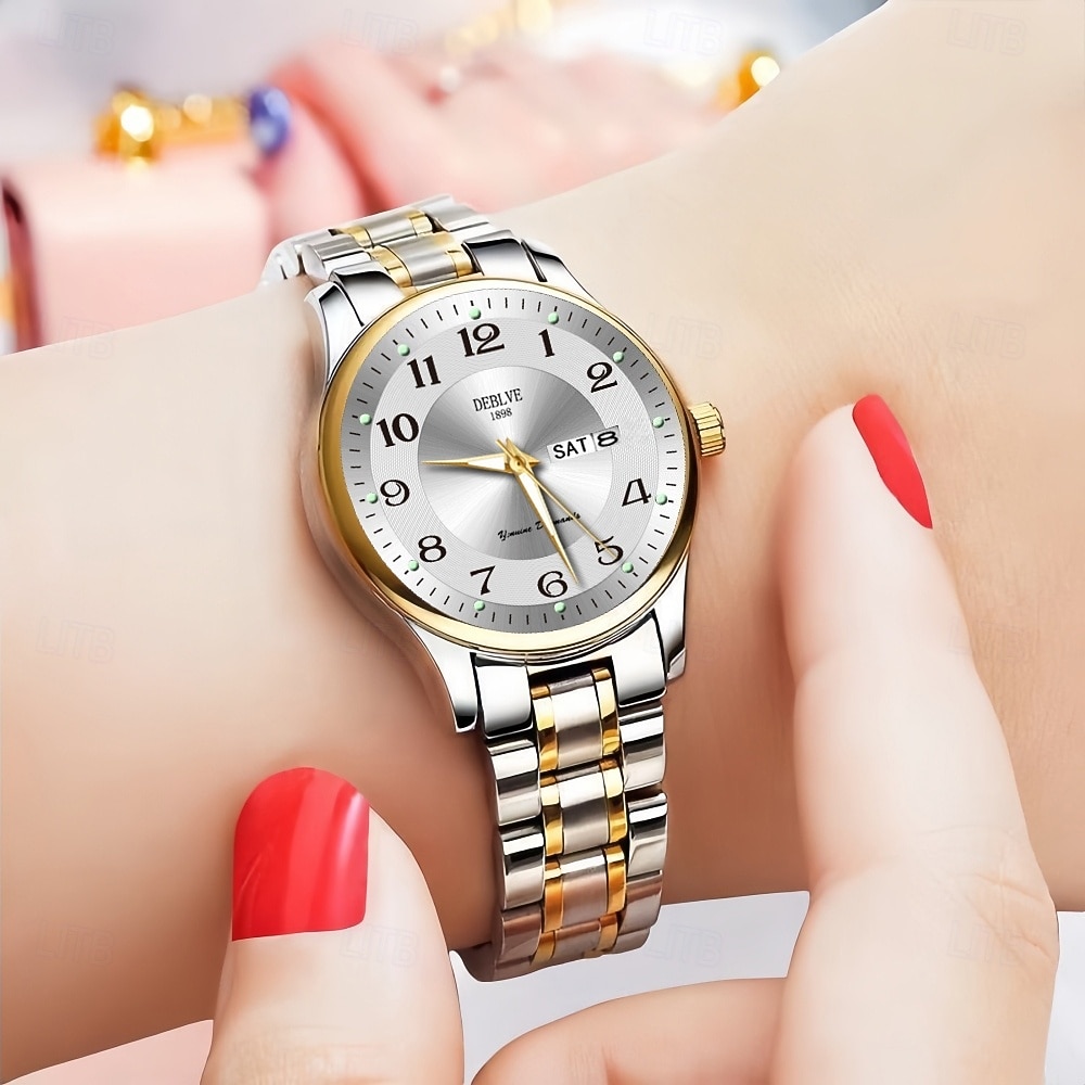 Női Óra Divatos és Kasuális Elegáns Női Díszítő Óra Két Naptárral Éjjeli Fény Kijelzés A Legjobb Anyák Napi Ajándék Választás Nőknek 2026 - $18.99 –P2