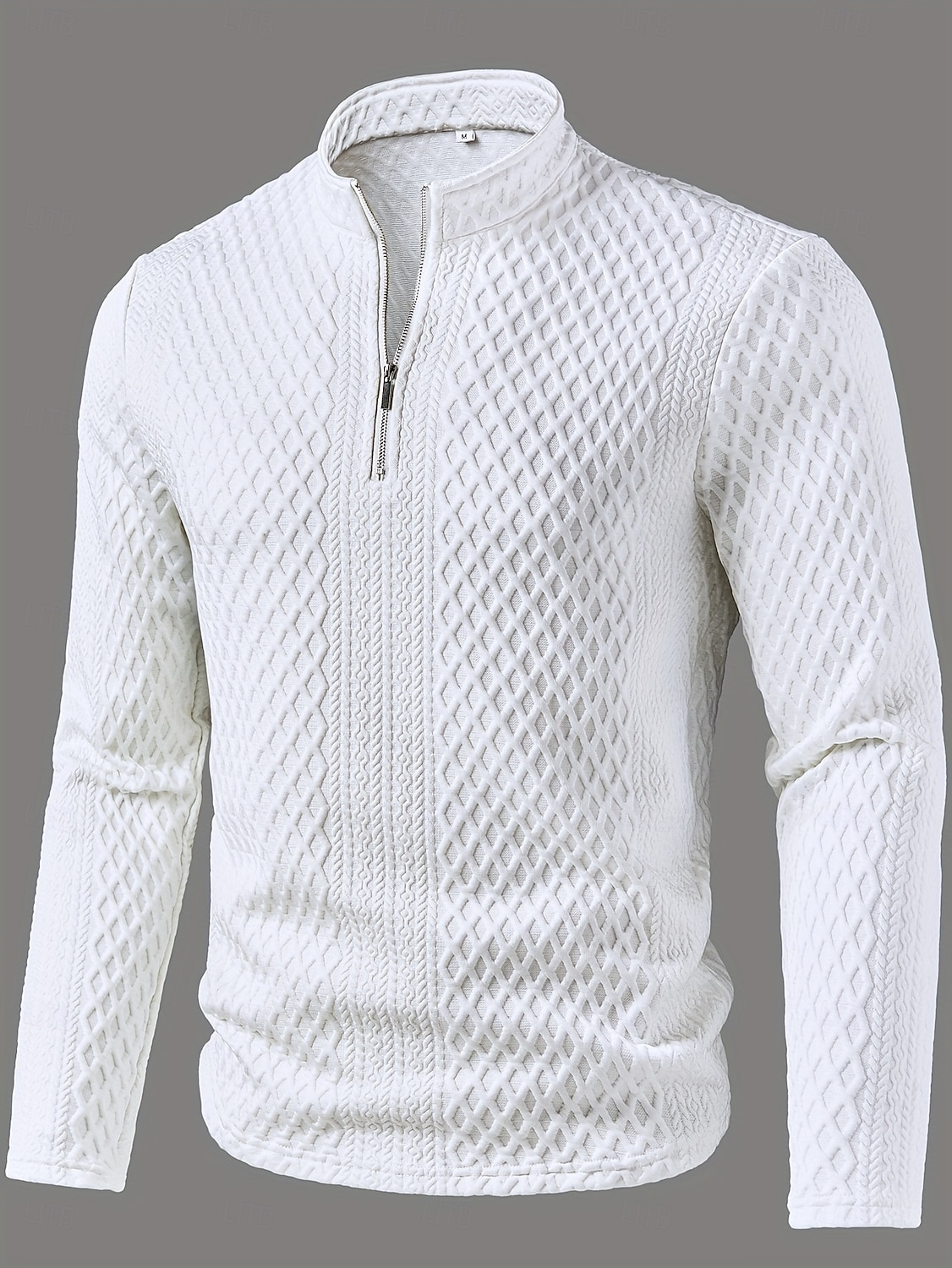 Herren T Shirt Langarm Viertelreißverschluss Herbst Winter Einfarbig Textur Strickware Täglich Lässig Reißverschluss Rundhalsausschnitt Outdoor Lässig Athleisure Weiß Top T-Shirt für Herren 2026 - $28.99 –P4