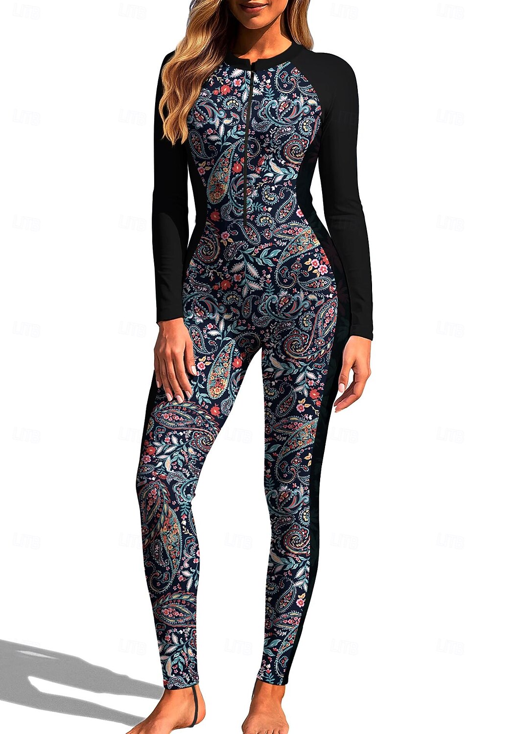 Dames Medium Uitslagbescherming Rashguard voor het hele lichaam Eendelig surfpak UV-zonbescherming Beugel UPF50+ Lange mouw Volledige behuizing Zwemkleding Romper Zwempak Rits omhoog met ingebouwde 2025 - $42.99 –P6