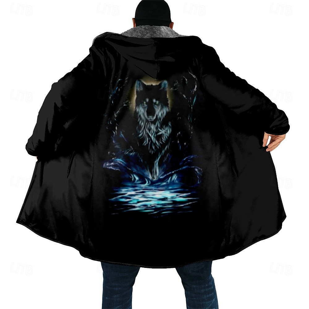 Homens Animal Modelado Casaco de inverno Casaco de lã Casaco Térmico / Quente Confortável Casual Roupa Diária Zíper Bolsos Impressão 3D Outono Inverno Com Capuz Manga Longa Preto 1 Preto Cinzento de 2026 por $56.99 –P1