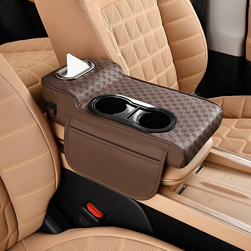Organizator 5 în 1 pentru consola centrală auto cu suport îmbunătățit pentru coate - husă pentru cotieră din piele ecologică, suport pentru pahare &buzunare de depozitare, potrivire universală pentru 2026 - $27.99 –P7