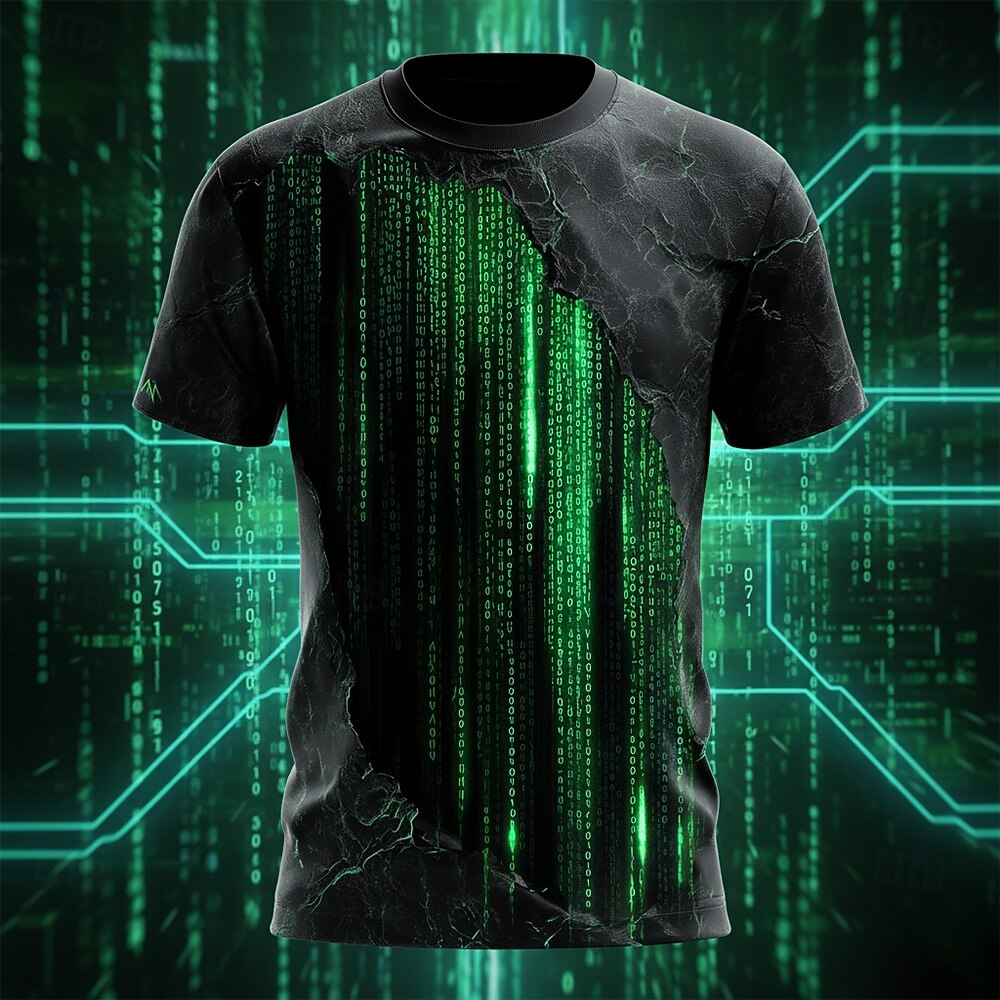 Per uomo Illusione ottica 3D Codice Maglietta Manica Corta maglietta Stampa 3D Girocollo Camicia Esagerato Designer Quotidiano Club Feste Nero 1 Nero 2 Estate Primavera Tutte le stagioni Abbigliamento del 2026 a $21.99 –P1