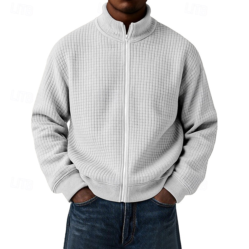 Men's Sweatshirt Waffle Sweatshirt Full Zip Sweatshirt Wine Standing Collar Plain Zip Up Textured Casual Daily Sports & Outdoor Streetwear Cool Sportswear Spring &  Fall Clothing Apparel Hoodies 2026 - $28.99 –P9