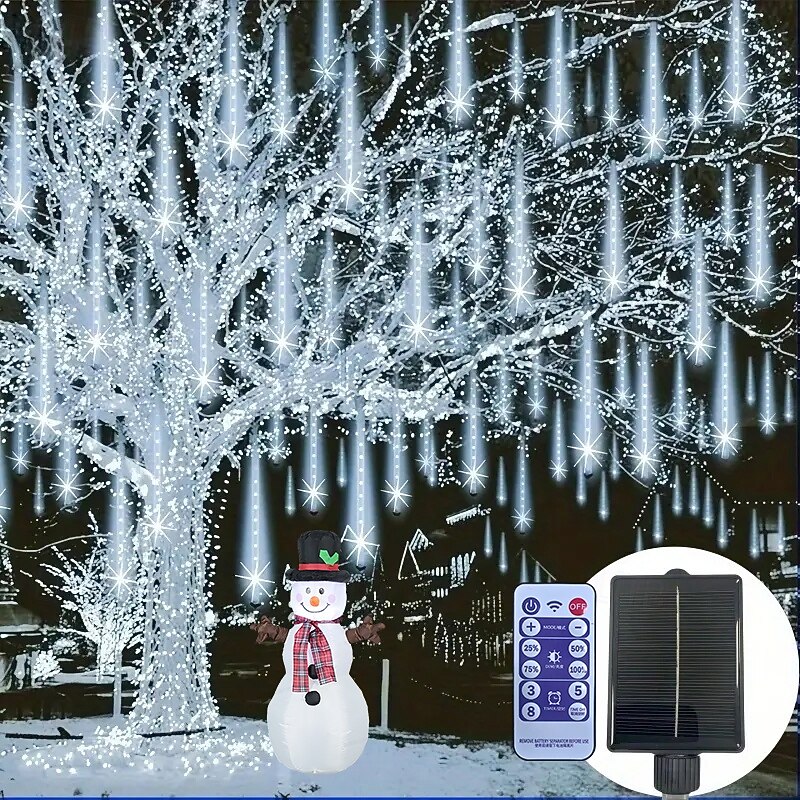 2 In 1 Buiten Zonne- Meteor Shower Licht String 16Tubes 384 LED Parels Binnen en Buiten Binnenplaats Dakrand Balkon Portiek Bruiloft Festival Sfeer Decoratieve Lichten Afstandsbediening 2026 - $32.99 –P3