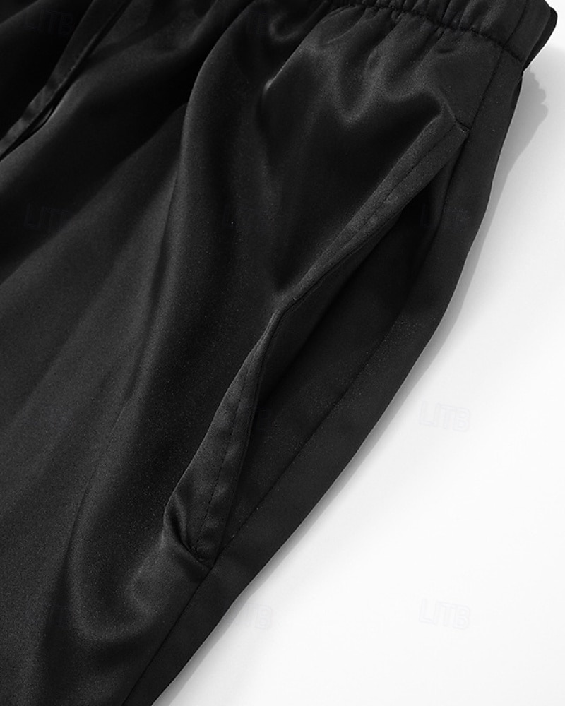 Damen Satinhosen Weites Bein Chinos Hosen Hose Streetwear Lässig Volle Länge Mittlere Taillenlinie Einfach Kordelzug Tasche Bequem Unelastisch Täglich Outdoor Schwarz Sommer Frühling Lässiger Schnitt 2026 - $27.99 –P9