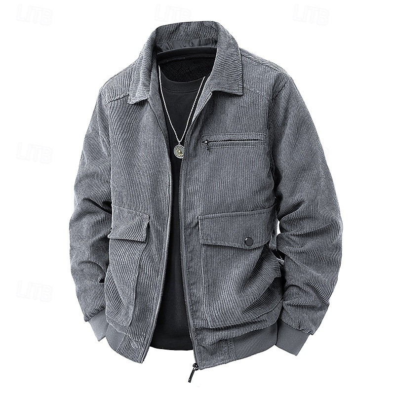 Per uomo Giacca Leggera Giacca in Velluto a Coste Giacca Casual Giacca da Lavoro Vacanza Casuale Traspirante Tasca Primavera Autunno Inverno Semplice Moda Classico Bavero Regolare Nero Cachi Verde del 2026 a $59.99 –P4