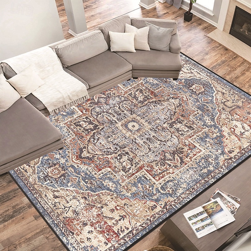 Covor vintage în stil etnic persan, durabil, rezistent la murdărie, pentru canapea și măsuță de cafea, pentru dormitor, noptieră, covoraș, decor pentru casă 2026 - $13.49 –P7