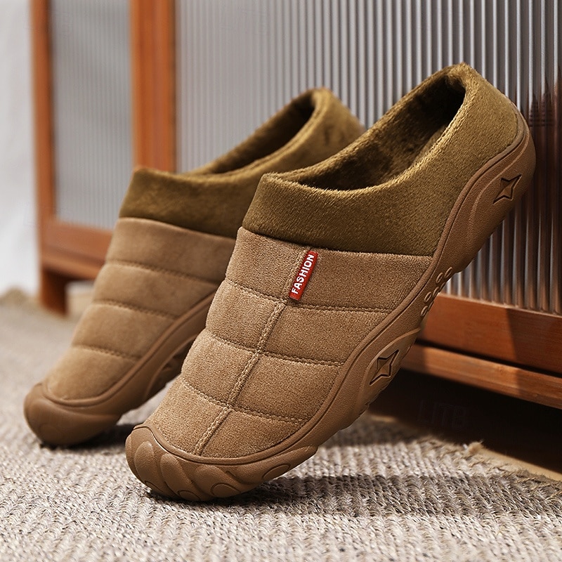 scarpe slip-on trapuntate marroni da uomo con fodera in pile: calzature calde e comode per l'inverno e le uscite informali del 2026 a $34.99 –P15