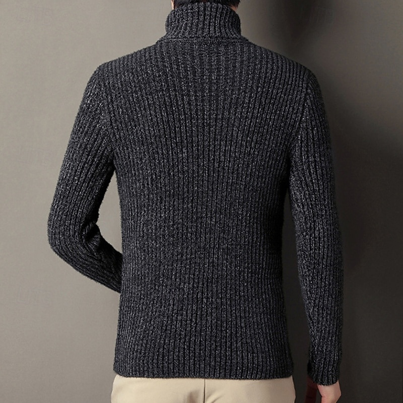Herren Pullover Strickpullover Gerippt Stricken Normale Oberteile Gestrickt Einfach Rollkragen Mode Basic Urlaub Alltagskleidung Bekleidung Herbst Winter Schwarz Kaffee M L XL 2026 - $37.99 –P6