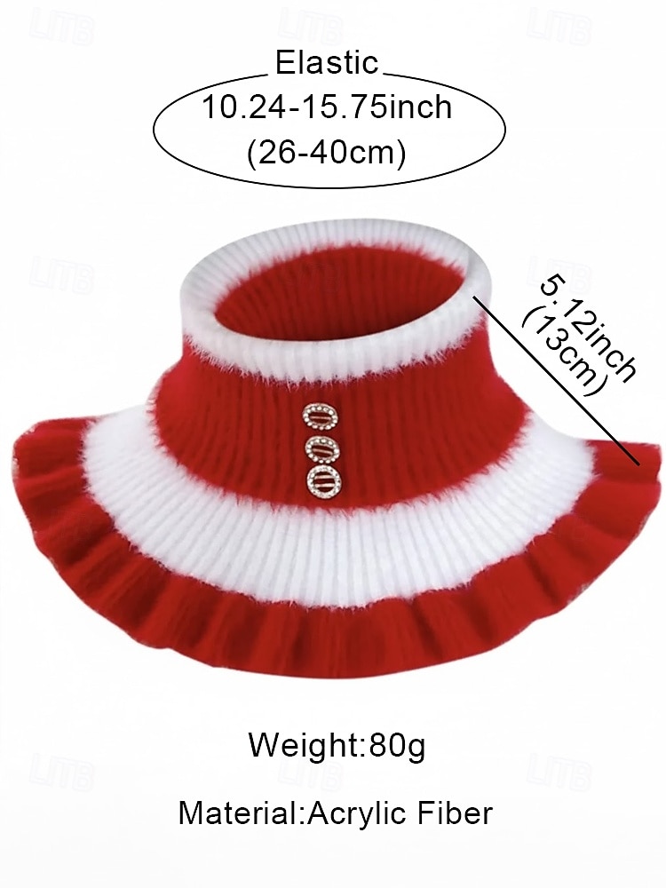 gebreide, pluizige kerstkraag voor dames – zachte en comfortabele wolmix met ruches, verkrijgbaar in meerdere kleuren, perfect voor winter- en vakantiekleding 2026 - $9.99 –P8