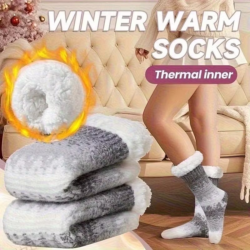 1 para damskich puszystych skarpet-kapci, pluszowych, wyściełanych skarpet podłogowych na jesień &zimowe, antypoślizgowe, grube, ciepłe, pluszowe skarpetki, 6 kolorów dostępnych, prezent na Święto 2026 - $17.49 –P1