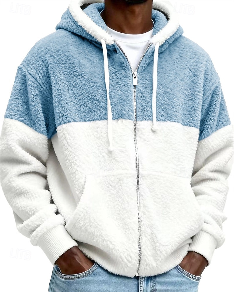 Per uomo Felpa con cappuccio Felpa con cappuccio a zip intera Felpe con cappuccio e zip Felpa con cappuccio in pile Nero Blu Reale Grigio Con Cappuccio Blocco di colori Patchwork Tasca Quotidiano del 2026 a $34.99 –P4