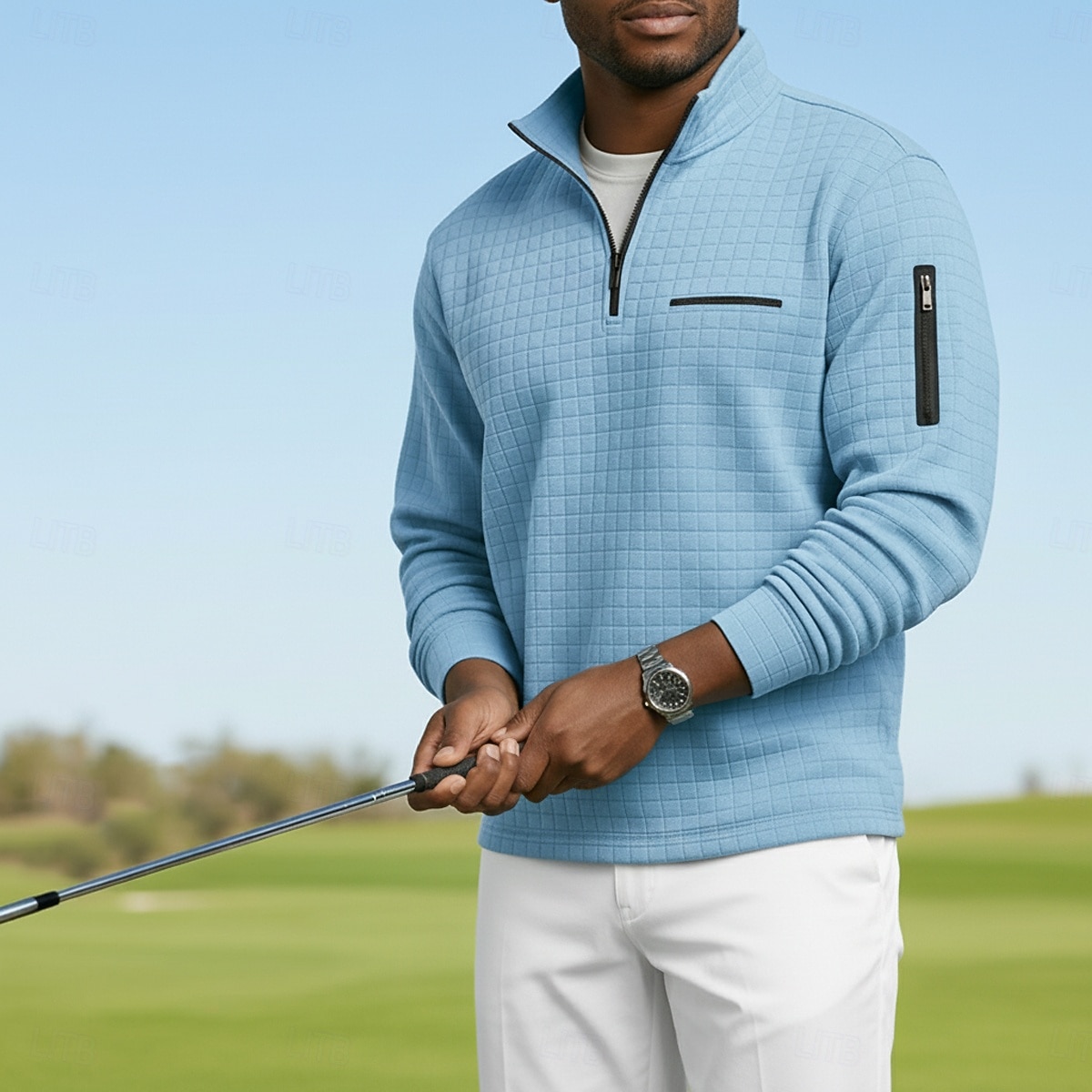 2026年 男性用 ワッフルポロシャツ Pullover カジュアル スポーツ クォータージップ 長袖 ファッション 快適 ジッパーを閉める ポケット 秋冬 春 & 秋 季節の変わり目 レギュラー ホワイト オレンジ ライトグレー ダックグレー ベージュ ワッフルポロシャツ  コレクション – $20.99 –P3