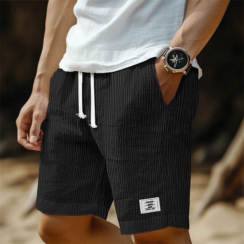Voor heren Korte broek Linnen korte broek Zomer korte broeken Strandshorts Seersucker-short Trekkoord Elastische taille Effen Comfort Ademend Knielengte Casual Dagelijks Buiten Vakantie Modieus Wit 2026 - $20.99 –P5