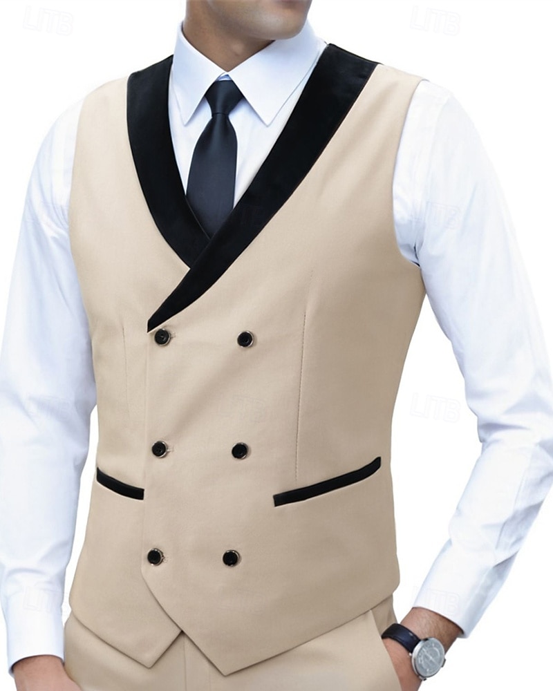 Ανδρικά Veste Γιλέκο Gilet Επιχείρηση Διακοπές Πάρτι Μοντέρνα Καθημερινό Άνοιξη Φθινόπωρο Τσέπη Κουμπιά Πολυεστέρας Άνετο Σκέτο Σταυρωτό Λαιμόκοψη V Κανονικό Θαλασσί Μαύρο Λευκό Ρουμπίνι Γιλέκο 2026 - $35.99 –P11