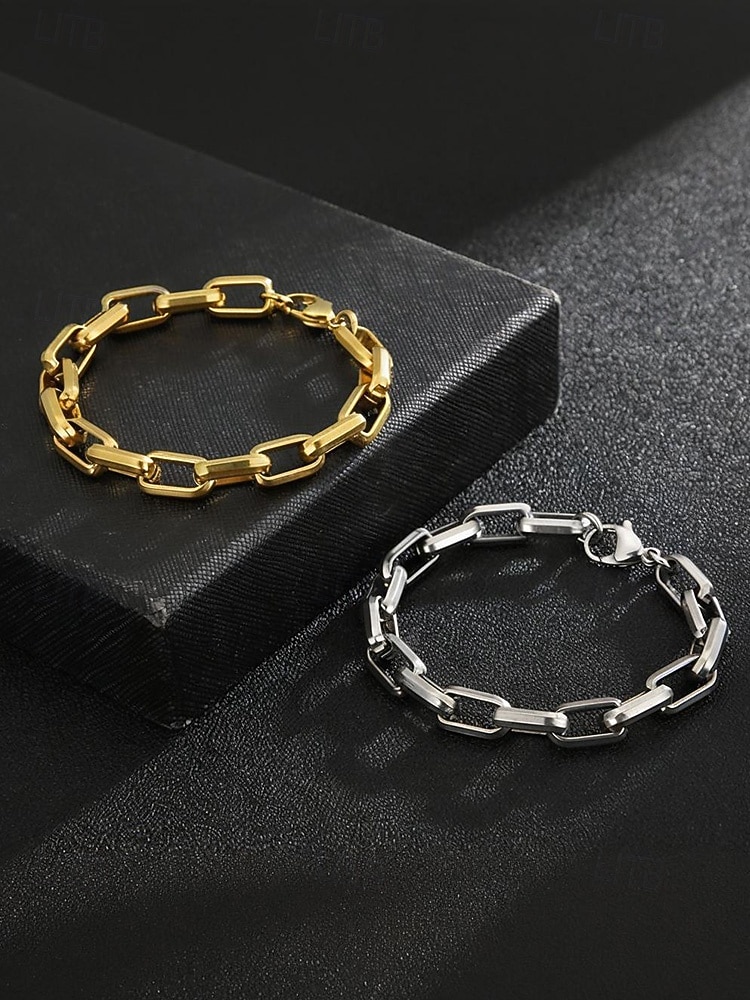 męska bransoletka łańcuszkowa ze stali tytanowej – stylowa, trwała, idealna do noszenia na co dzień i na oficjalne okazje, dostępna w kolorze złotym i srebrnym 2026 - $11.99 –P1