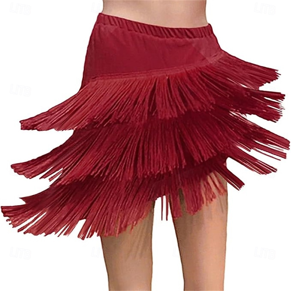Gonna con Frange e Paillettes Samba Dancewear Gonna Latina con Elastico Costume di Performance per Danza Moderna Ballo Salsa Samba del 2026 a $28.99 –P4