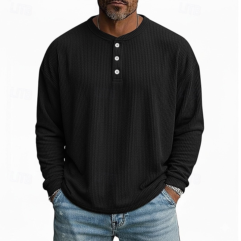 Per uomo Maglietta Camicia di Velluto a Coste Camicia a Maniche Lunghe Manica Lunga Henley Primavera Autunno Inverno Semplice Striscia di Fossa Moda Designer Essenziale Puro Vacanza Streetwear Casuale del 2025 a $21.99 –P6