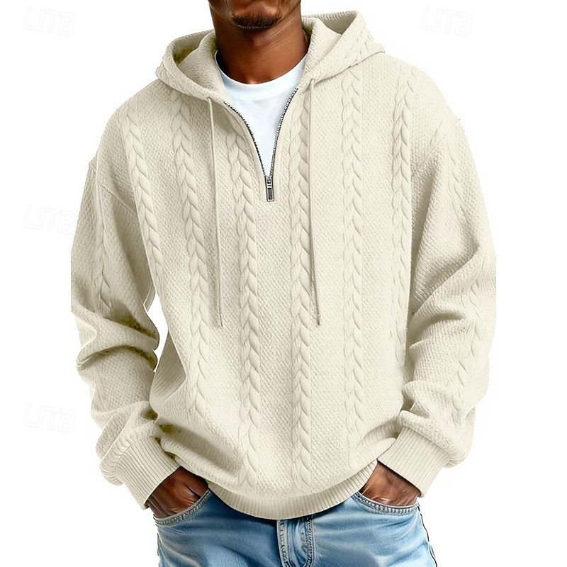 Męskie Żakard Bluza z Kapturem Bluza z kapturem Bluza z kapturem na zamek błyskawiczny Morelowy Czerwone wino Czarny Biały Jasnozielony Kaptur Równina Zapiąć na zamek błyskawiczny Teksturowany Sport 2026 - $28.99 –P2