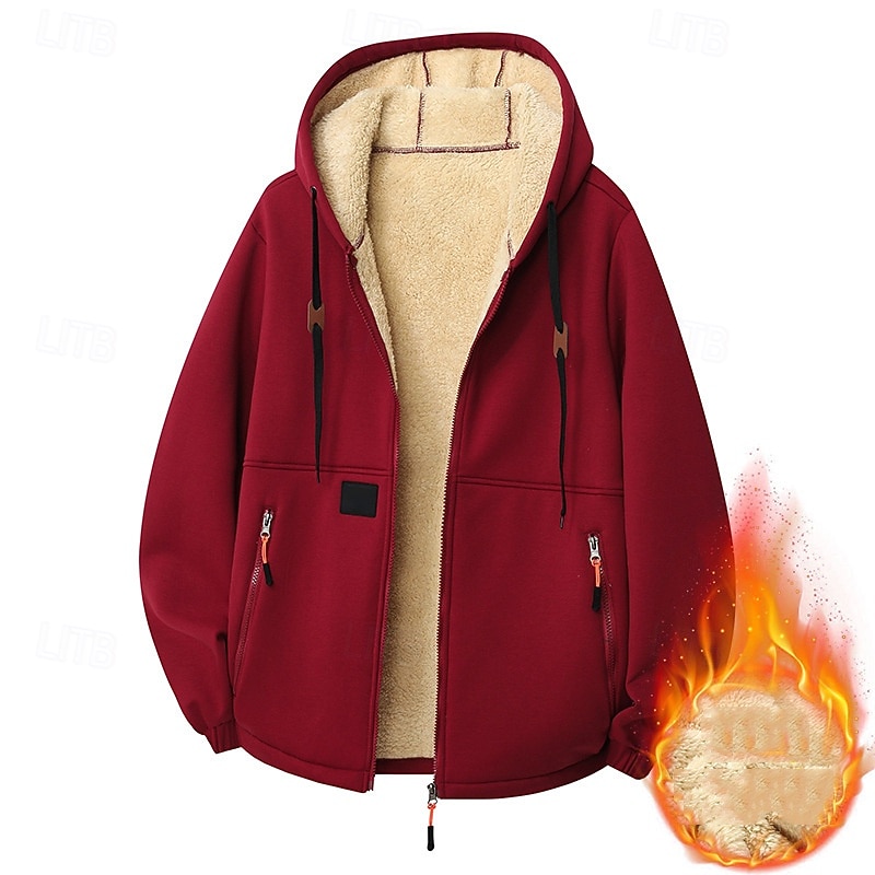 בגדי ריקוד גברים קפוצ'ון קפוצ'ון רוכסן מלא קפוצ'ון עם רוכסן רוכסן קפוצ'ונים קפוצ'ון פליז שרפה שחור ירוק צבא אודם קפה עם קפוצ'ון אחיד שרוך לרכוס כיס ספורט וחוץ יומי חגים פוליאסטר 2026 - $21.99 –P1