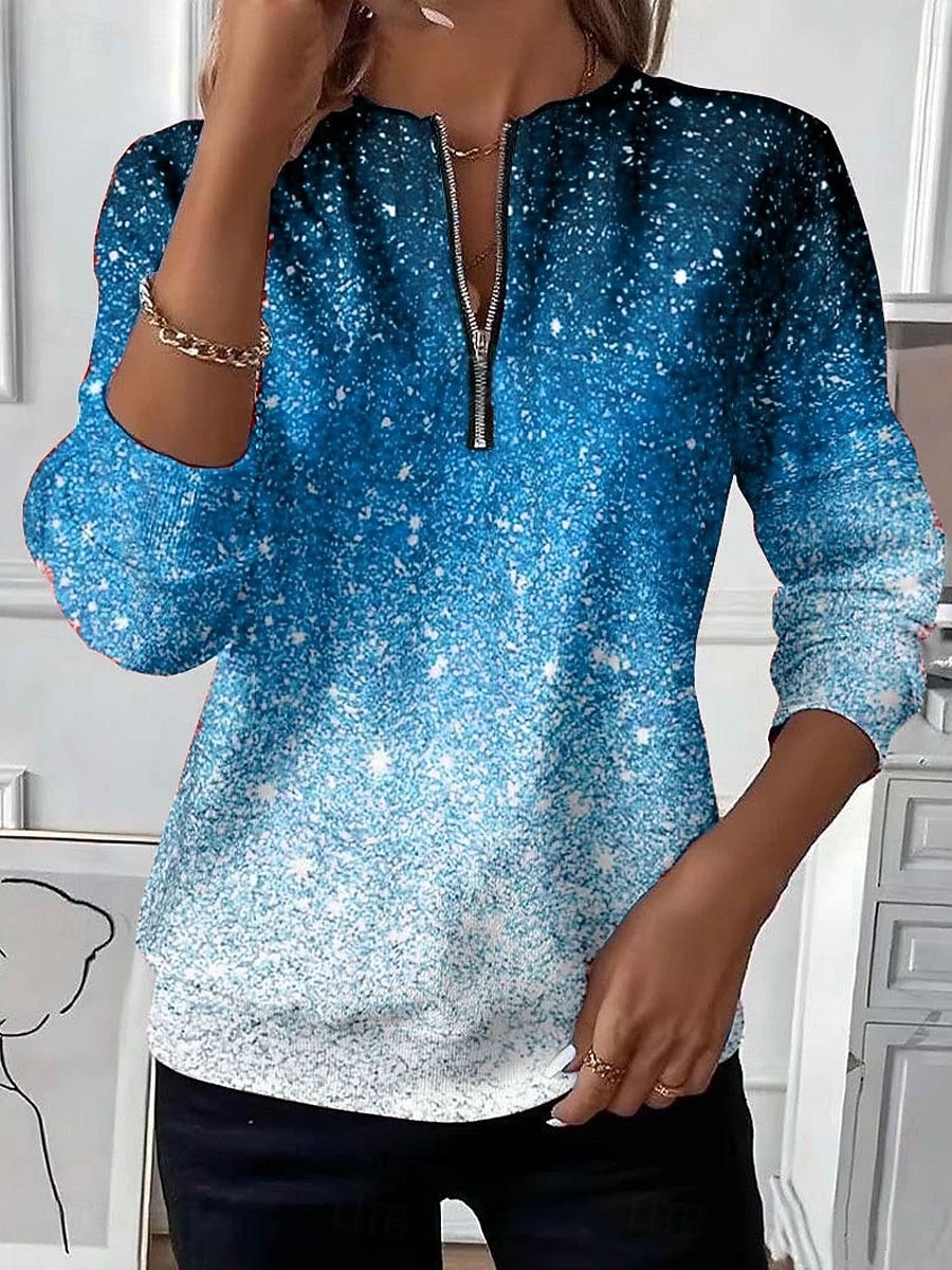 Damen Pullover Sweatshirt Zip Up Sweatshirts Grafik Mode Casual Langarm Rundhals Regulär Tops Straße Täglich Zipper Druck Blau Rosa Rot Orange Herbst Winter 2026 - $27.99 –P3