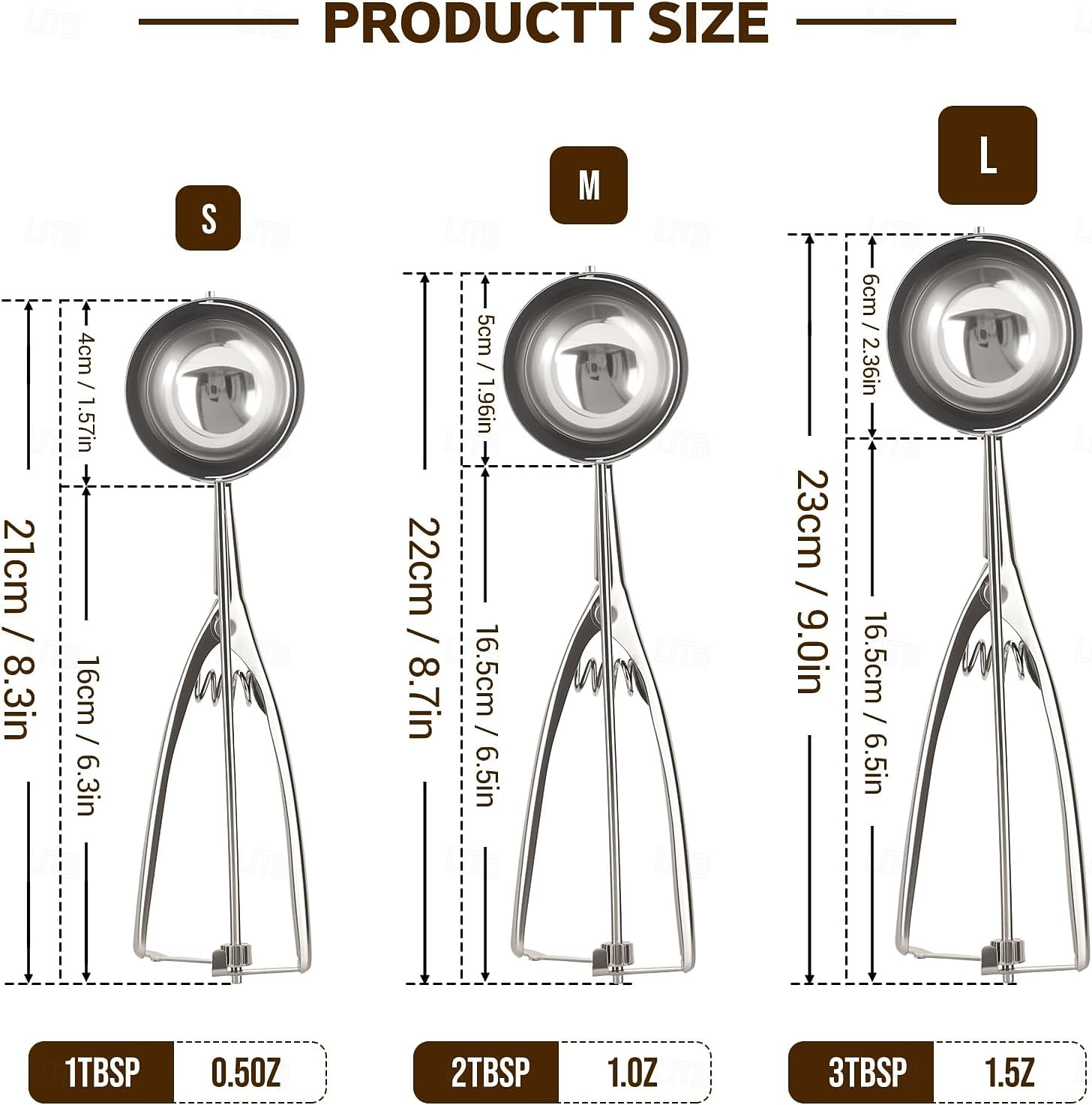 مجموعة مغارف آيس كريم مكونة من 3 قطع، مغرفة آيس كريم من الفولاذ المقاوم للصدأ مع إطلاق الزناد، مغرفة كوكيز للخبز، مغرفة عجينة كوكيز 2026 - $19.99 –P3