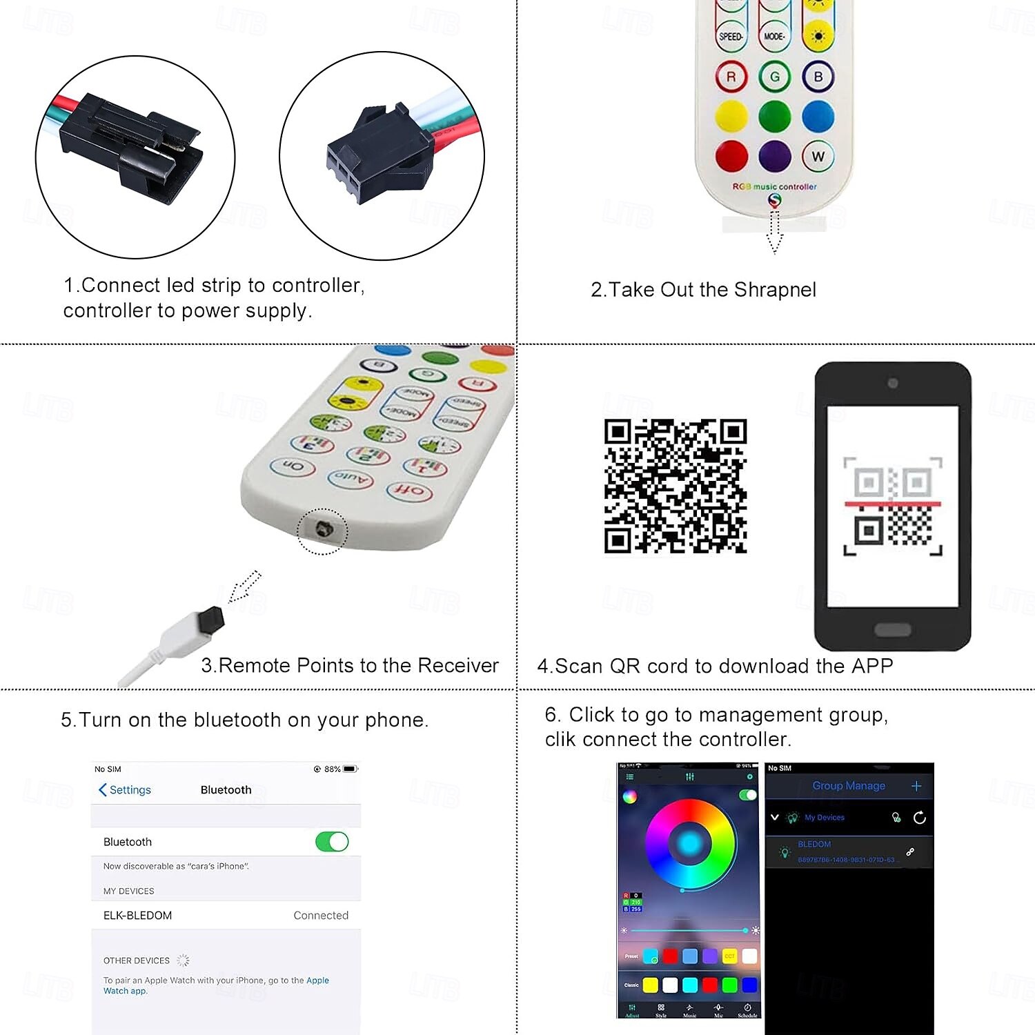 FCOB COB WS2812B IC RGB LED Strip DC5V (Optional Bluetooth Smart APP Controller) 3.2-16.4FT Individual Addressable 420Pixel/m  10IC Dream Color IP30 Non-Waterproof High Density Light 0.32in Width 2025 - $14.99 –P2