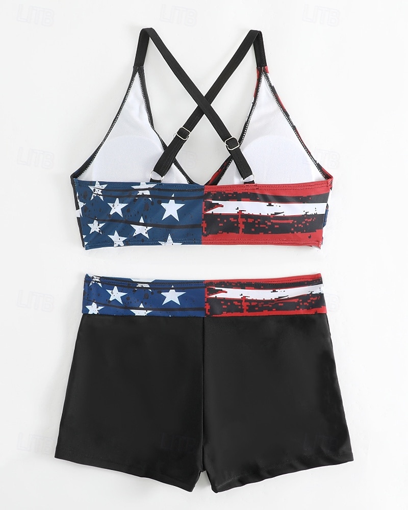 Women's Swimwear 2 Piece Shorts Swimsuit Backless Vacation Beach Wear Geometic V Neck Sleeveless Bathing Suits 2026 - $24.99 –P9