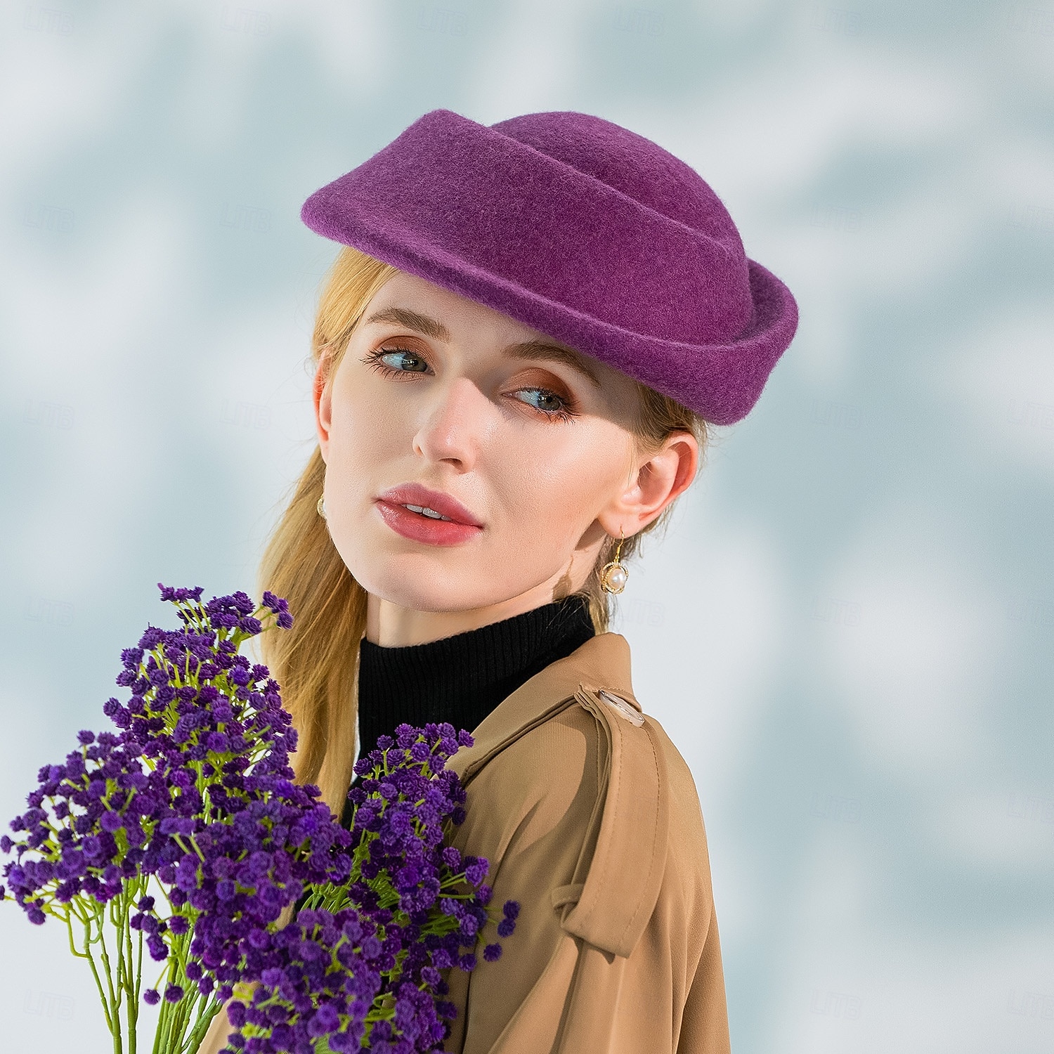 Sombreros 100% lana, boina, sombrero fedora, sombrero platillo, cóctel de boda, elegante tocado de tul de color puro. 2026 - $45.99 –P2
