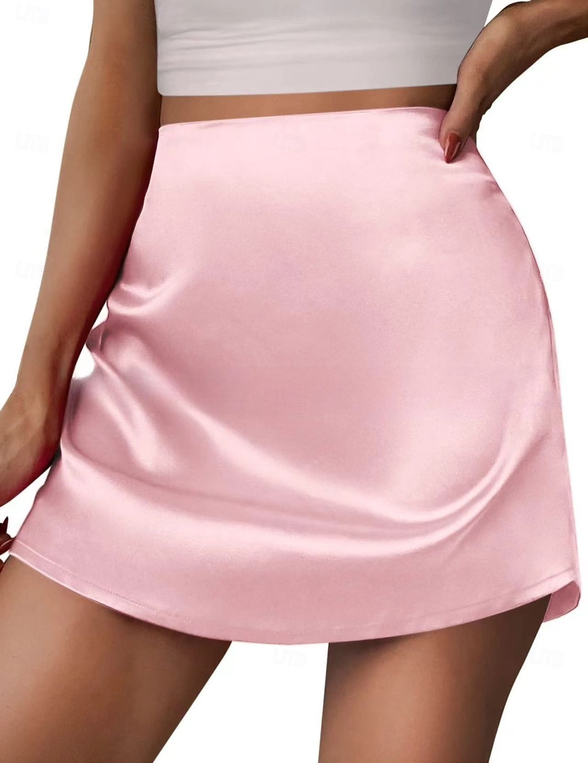 Damen Satinröcke Mode Lässig Mini Hohe Taille Röcke Einfach Unelastisch Täglich Straße Schwarz Champagner Rosa Rote Sommer 2026 - $21.99 –P6