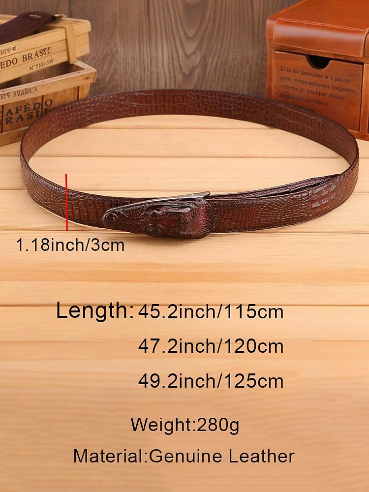 Men's Genuine Leather Belt with Crocodile Texture, Multiple Colors, Stylish and Durable for Casual and Formal Occasions 2026 - $24.99 –P14
