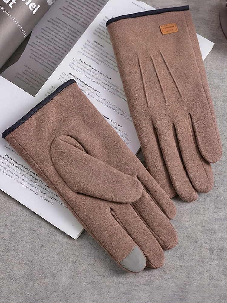 Vinterhansker for menn med berøringsskjerm – fleecefôret for varme, myk berøring, polyestermateriale, kompatibel med berøringsskjerm, tilgjengelig i flere farger for både fritids- og utendørsbruk 2025 - $9.99 –P4