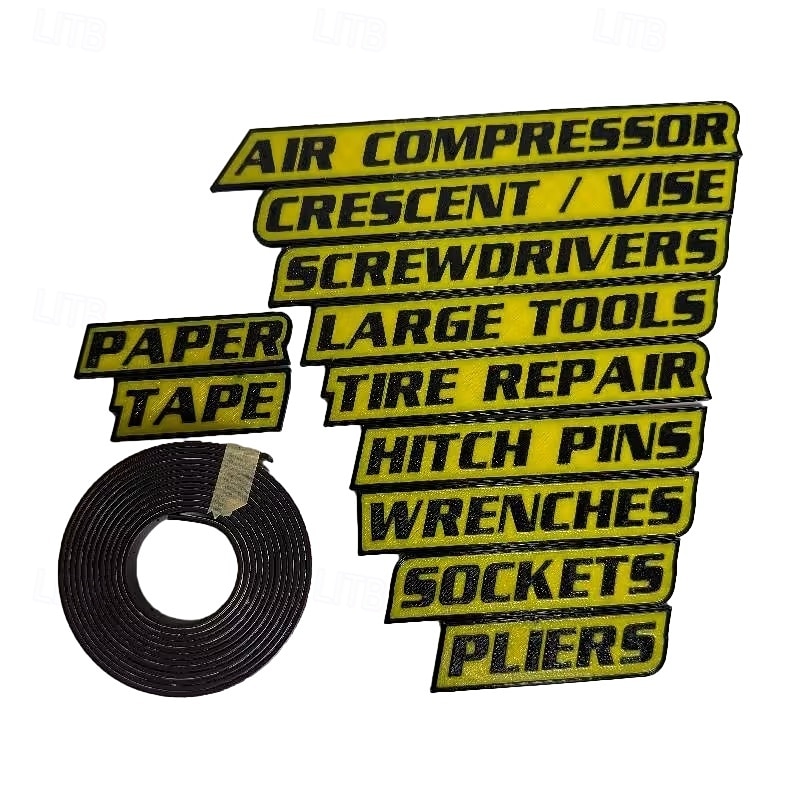 12 kappaleen pakkaus magneettisia työkalupakkietikettejä, 3D-tulostettuja työkalupakkietikettejä, yleisiä työkalupakkien järjestelytarvikkeita, uudelleenkäytettäviä etikettejä teräksisille 2026 - $15.99 –P22