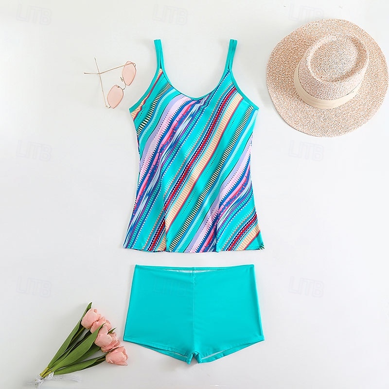 Γυναικεία Μαγιό 2 κομμάτι Σορτσάκια Μαγιό Εξώπλατο Διακοπές Ρούχα παραλίας Ριγέ Στρογγυλή Λαιμόκοψη Αμάνικο Μαγιό 2026 - $28.99 –P6