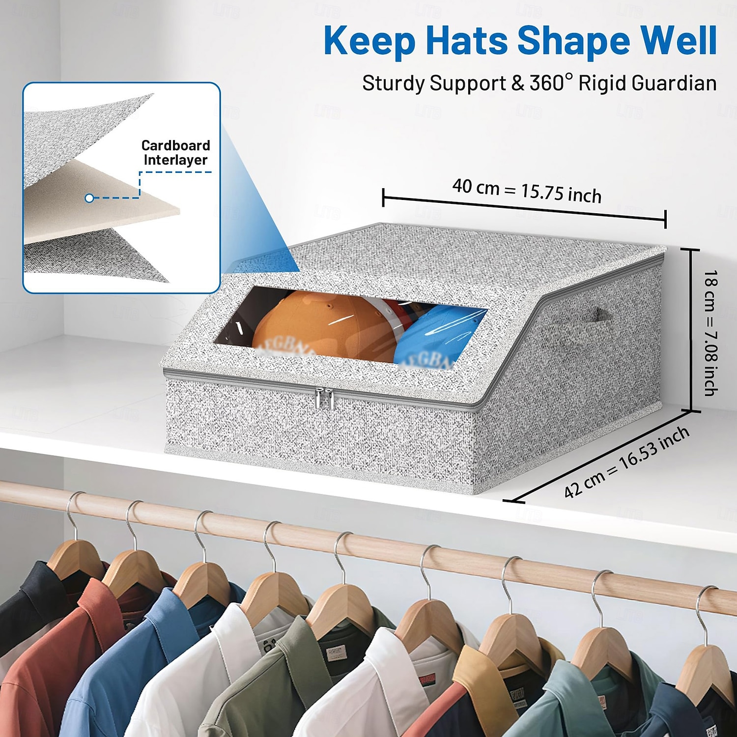 Cette boîte de rangement demi-large peut contenir 24 casquettes de baseball, des vêtements, des draps et des pantalons. Son couvercle transparent en PVC avec fermeture éclair la protège de la de 2026 ? $28.99 –P2