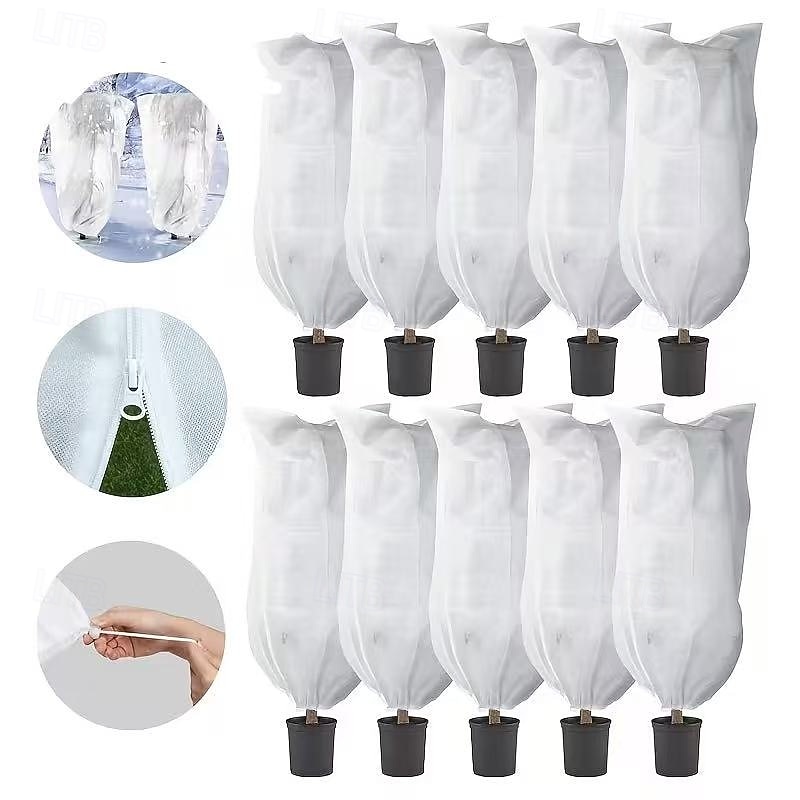 Conjunto de 3 capas protetoras para plantas contra geadas, grandes sacos verdes resistentes ao gelo com fecho de zíper e cordão, proteção de inverno para árvores e arbustos no jardim, ideais para de 2025 por $13.49 –P10