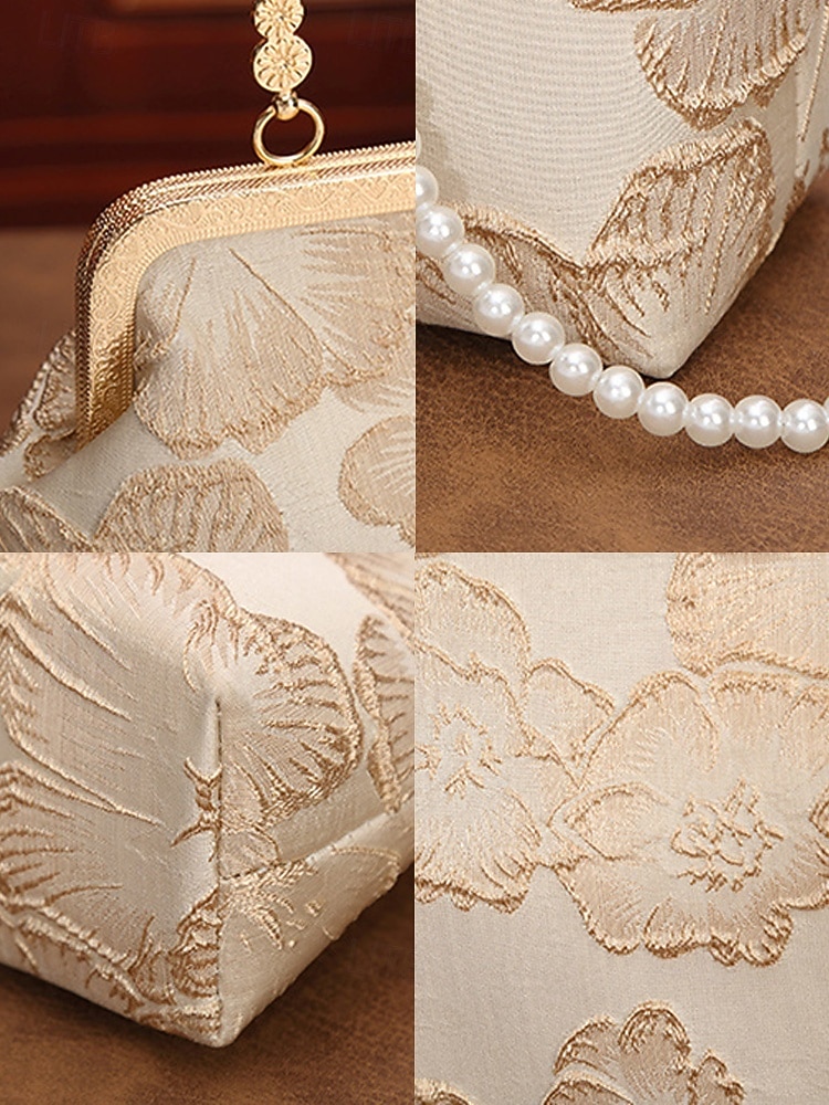 Pochette élégante pour femme avec anse en nacre - motif floral brodé et finitions dorées, disponible en plusieurs couleurs, idéale pour les mariages, les fêtes et les occasions formelles. de 2026 ? $19.99 –P8