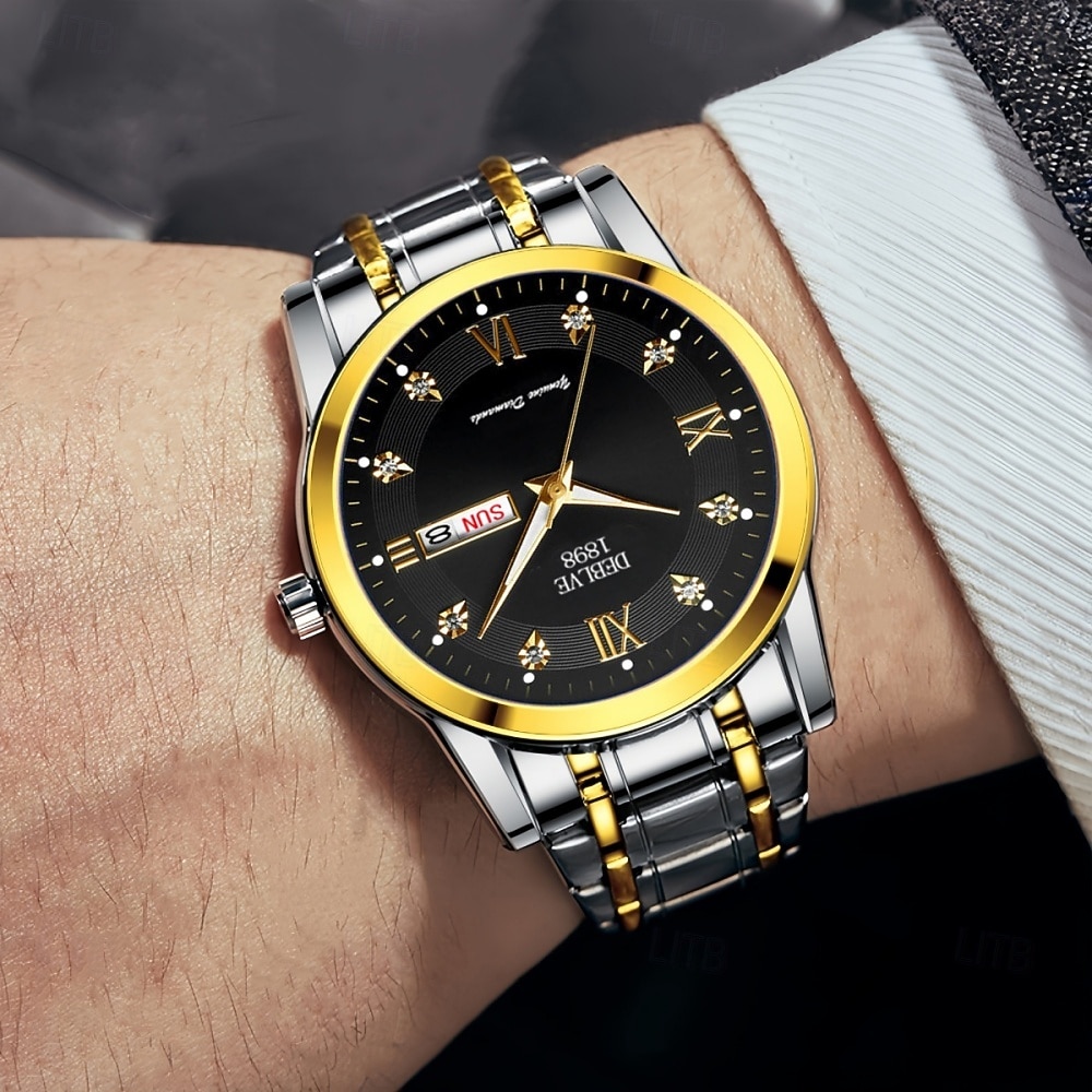 Модные мужские наручные часы высококачественные кварцевые часы датчик календаря светящийся циферблат украшение из страз лучший выбор подарка на День святого Валентина для мужчин 2026 - $18.99 –P8
