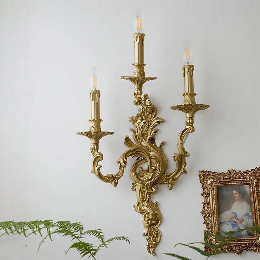 Candelabro de parede francês tradicional de luxo em latão esculpido com 2/3 lâmpadas para quarto. de 2026 por $486.29 –P3