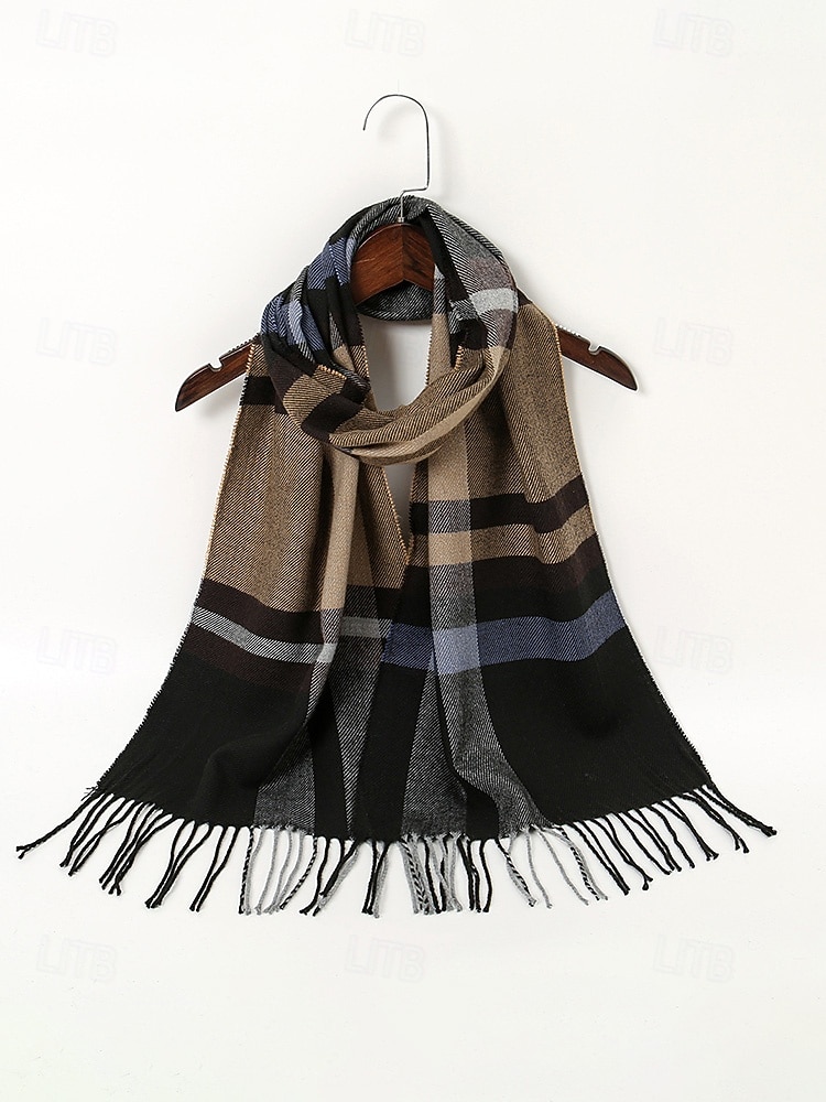 herrrutig polyesterhalsduk, mjuk och varm, flera färger, perfekt för vinter- och julklappar 2025 - $11.99 –P3